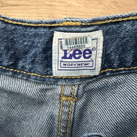 Lee Wide Leg Cargo Jeans Denim SIZE 28 Medium Wash Slouchy Long Carpenter $118 - Picture 8 of 13